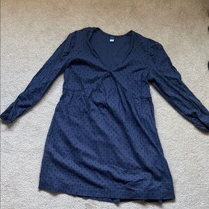 Old Navy Navy Blue Long Sleeve Swiss Dot Dress
